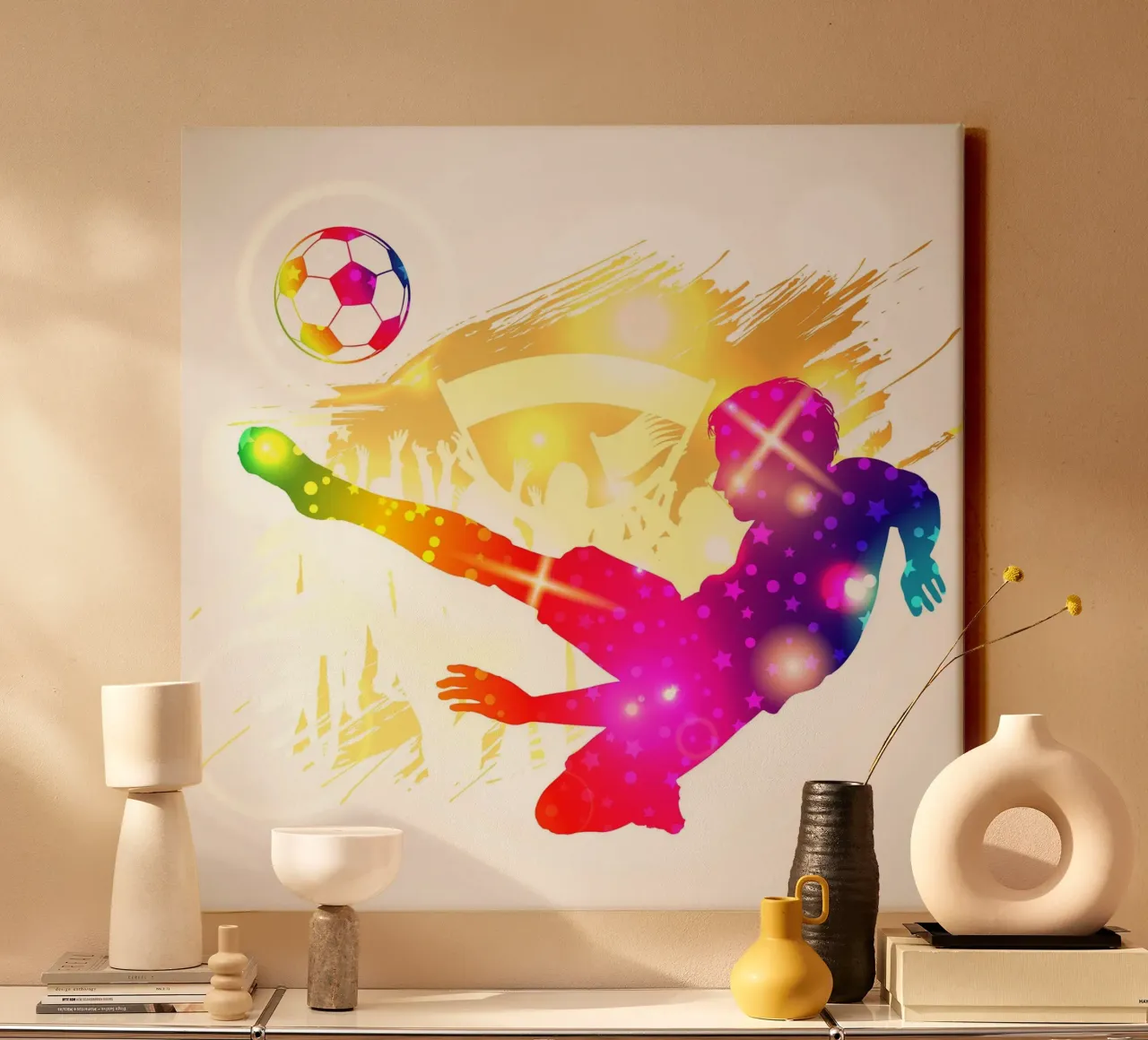 Concetto di calcio lll tela con Cornice a cassetta da Jose Kautz