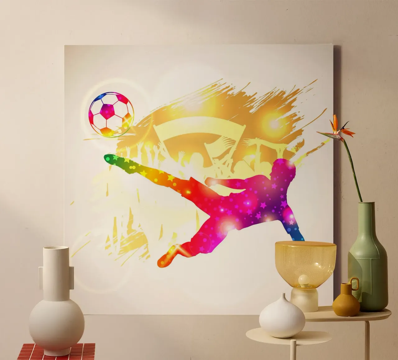 Futbolista IV lienzo con Marco flotante de Jose Kautz
