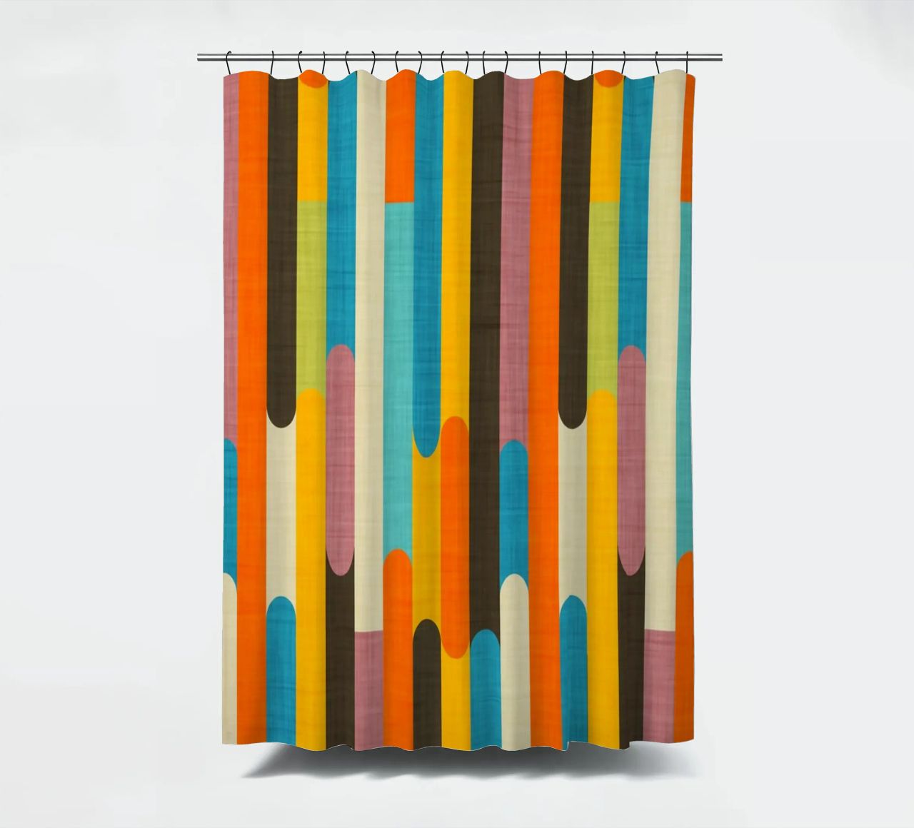 Retro Color Block Popsicle Sticks Orange shower curtain by susanacosta
