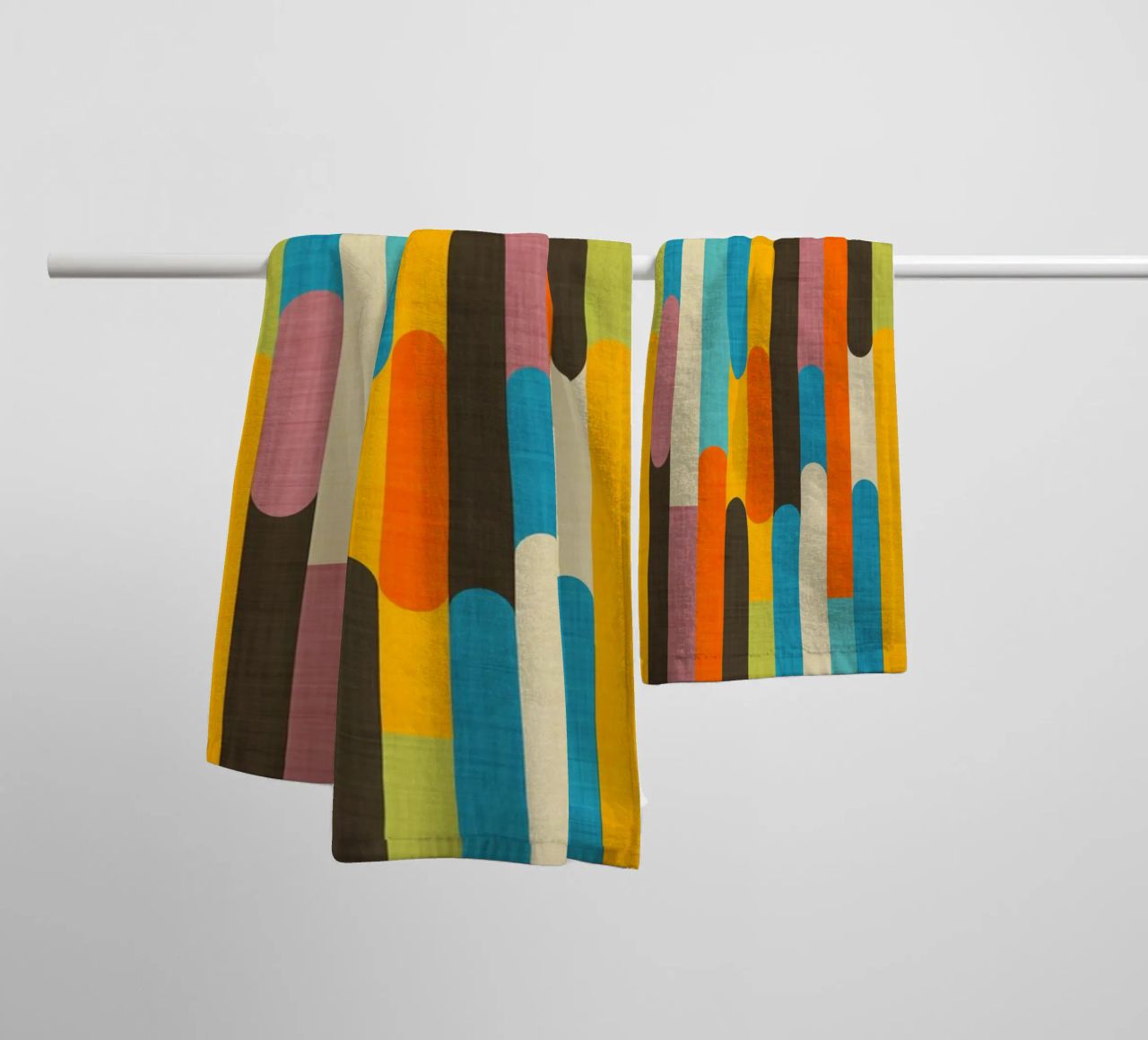 Retro Color Block Popsicle Sticks Orange towel by susanacosta