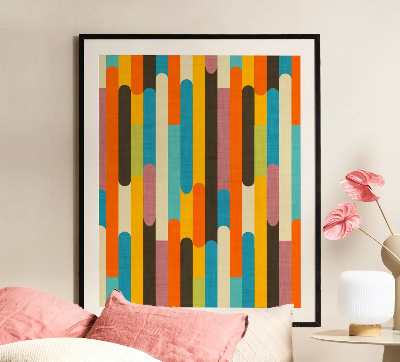 Retro Color Block Popsicle Sticks Orange hahnemühle by susanacosta