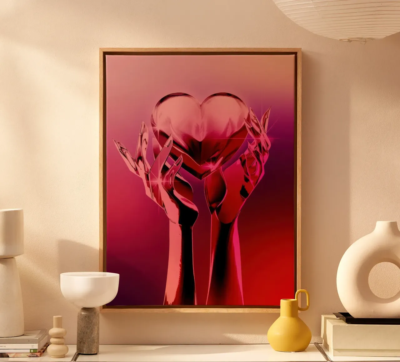 Verchroomd hart canvas met Baklijst van Harley Rice