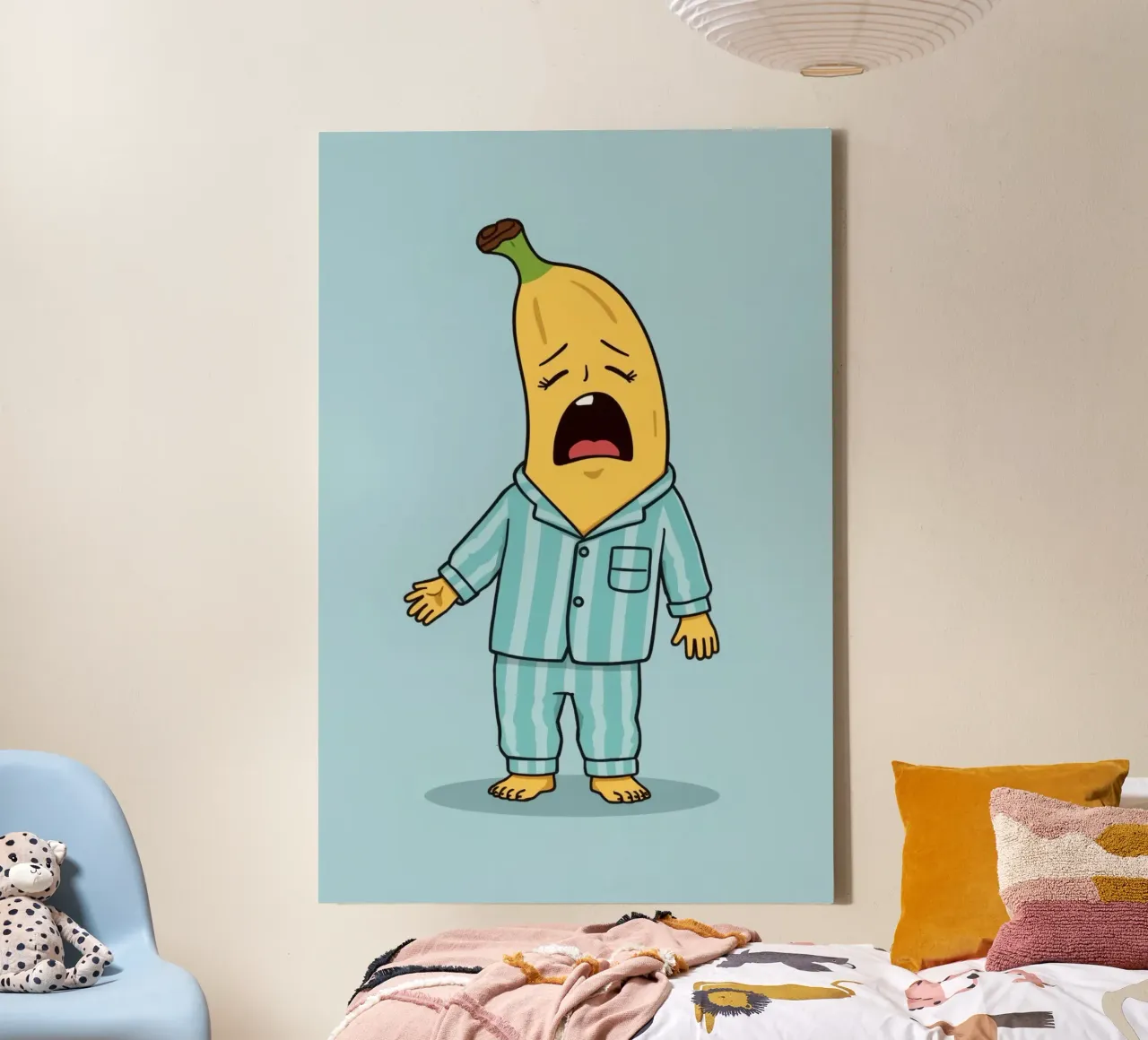 Simpatica banana in pigiama che sbadiglia tela con Cornice a cassetta da DesignDoodle