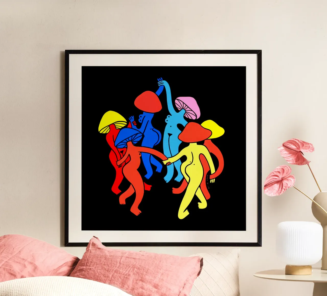 Funghi a mezzanotte poster con telaio in plastica da Harley Rice