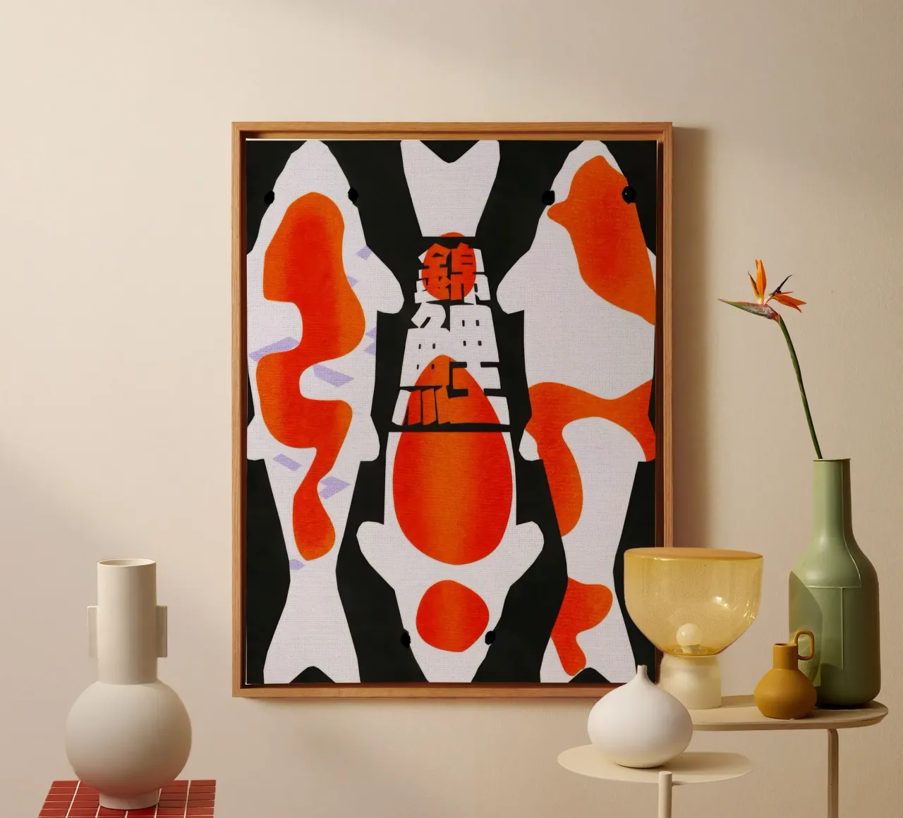 Nishikigoi canvas met Baklijst van Harley Rice