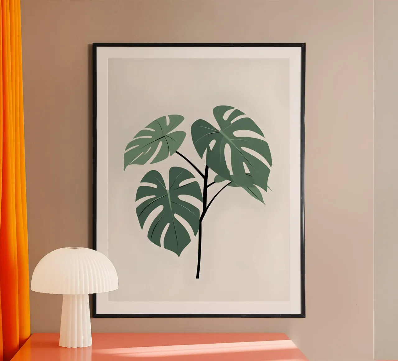 Filodendro a foglie spaccate poster con telaio in alluminio da The Green Room