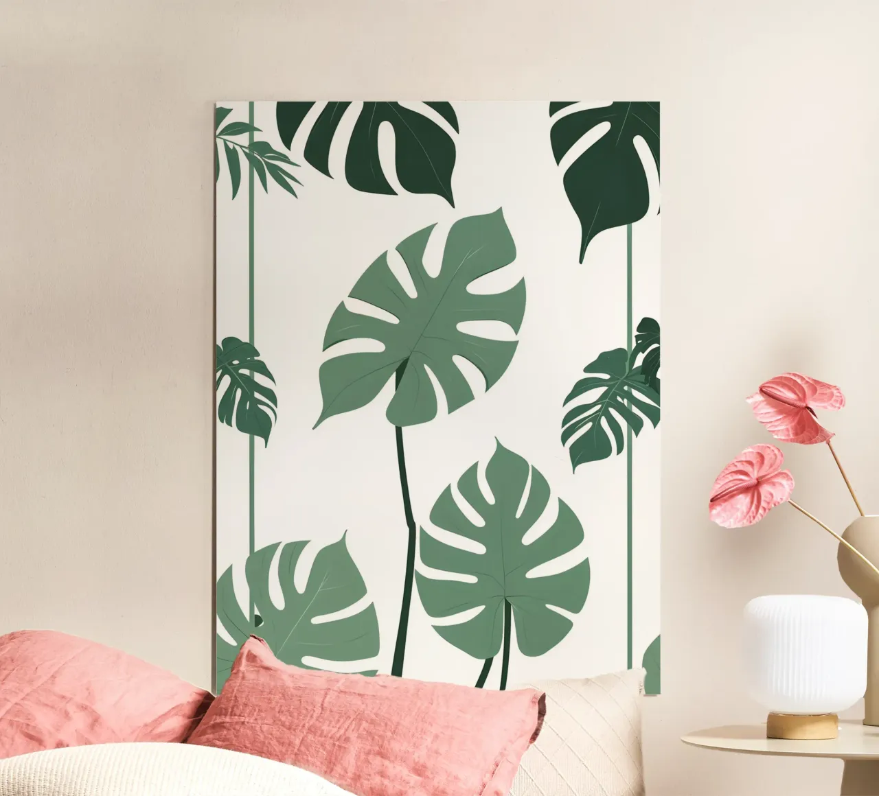 Filodendro a foglie spaccate poster con telaio in alluminio da botanical