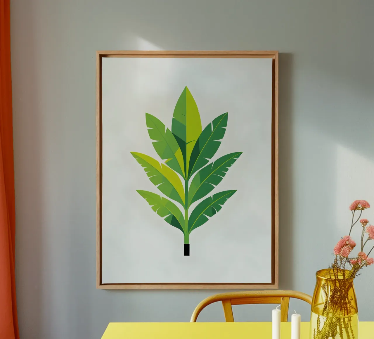 Sezione foglie di banano tela con Cornice a cassetta da botanical