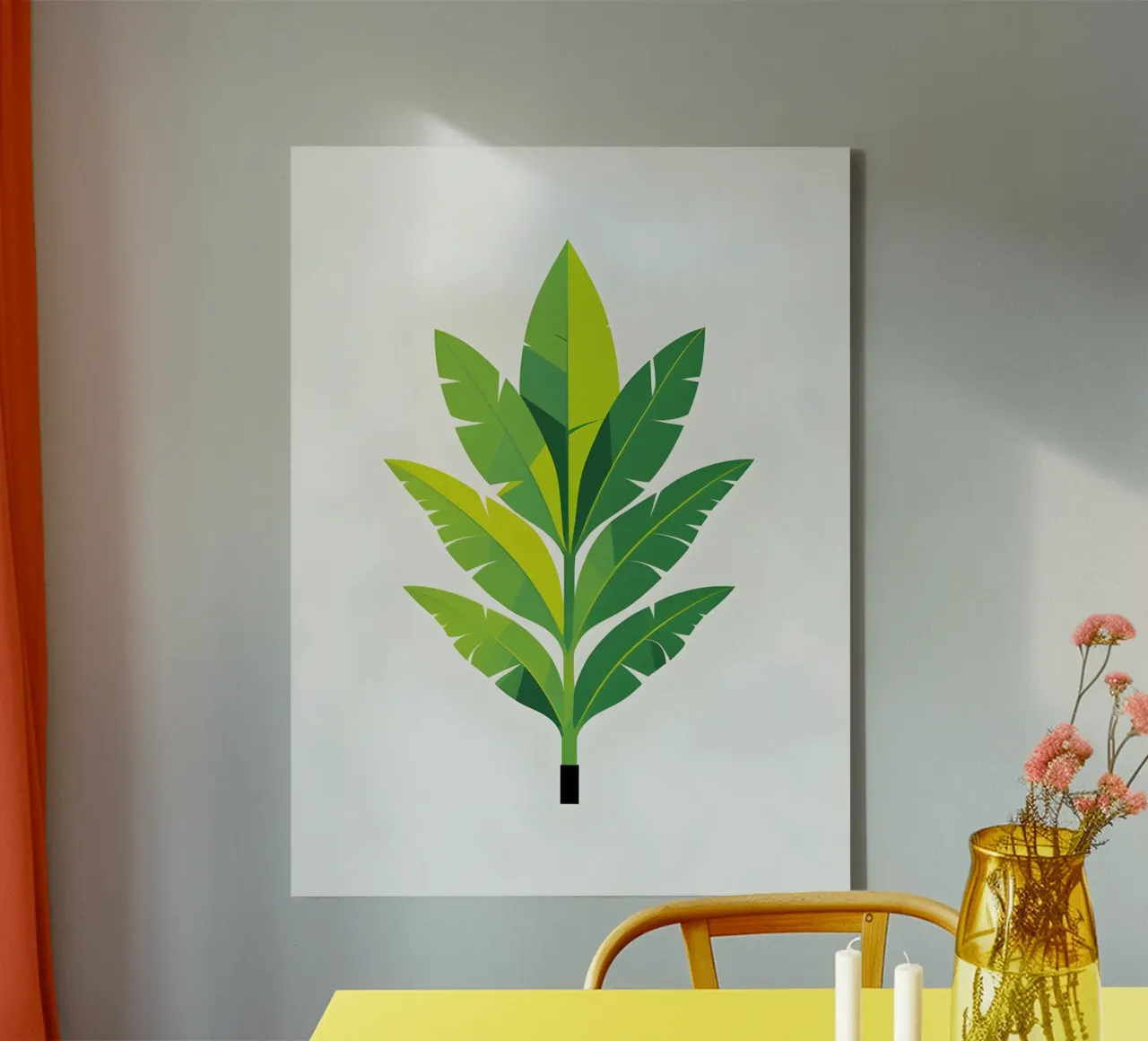 Sezione foglie di banano tela con Cornice a cassetta da botanical