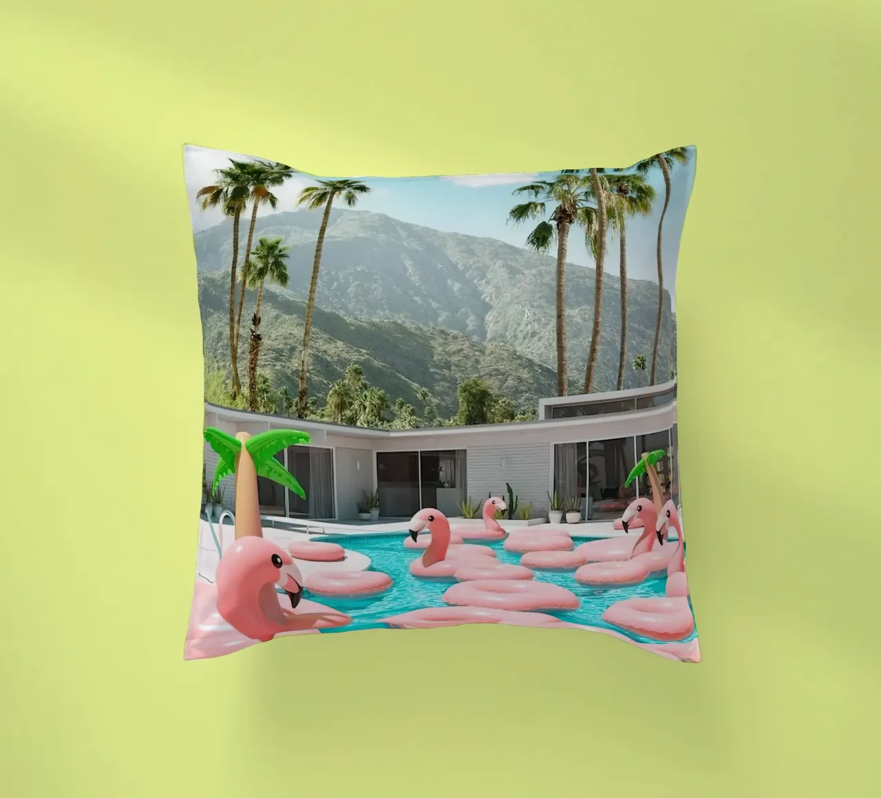 Flamingo Pool Party cuscino da robertmotoiart