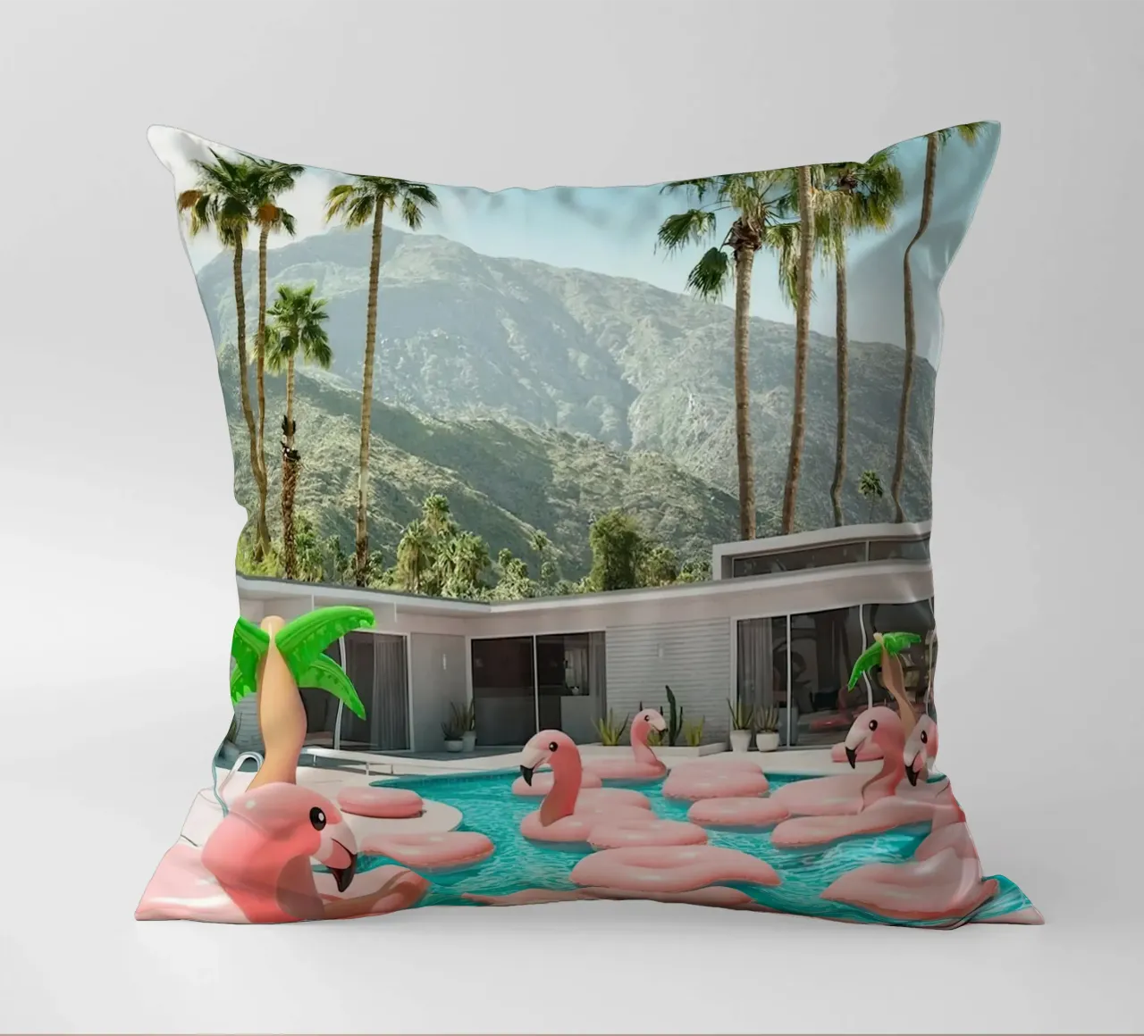 Flamingo Pool Party cuscino da robertmotoiart