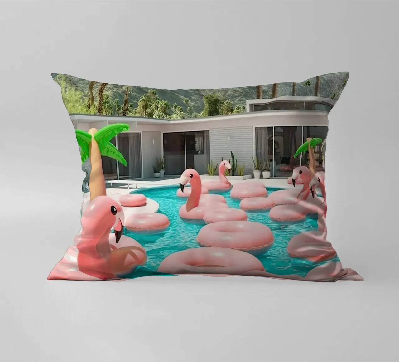 Flamingo Pool Party cuscino da robertmotoiart