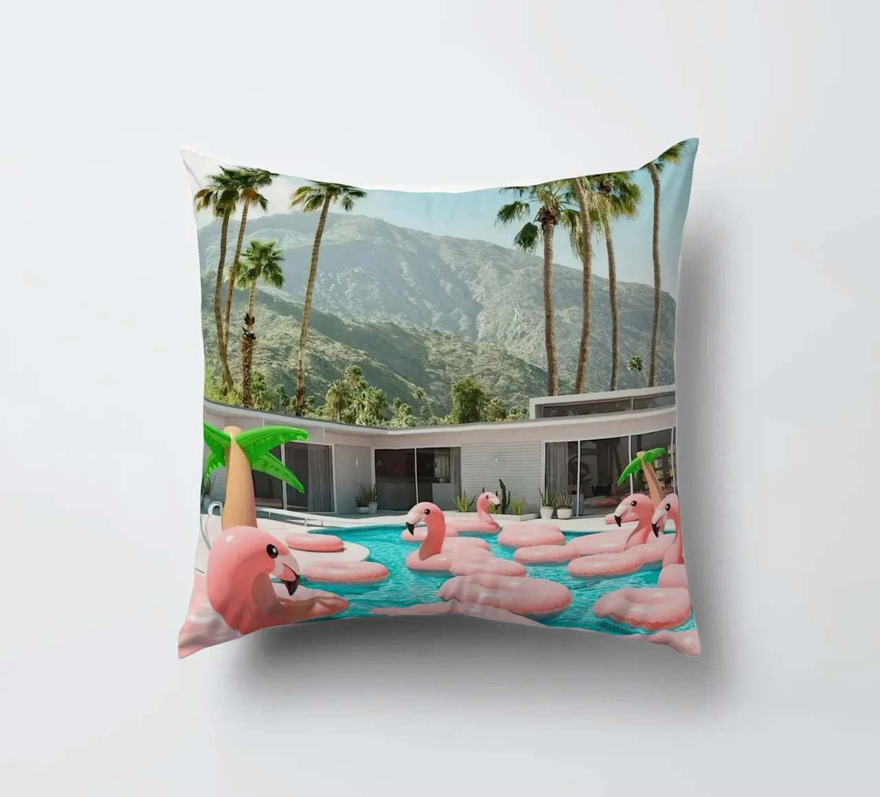 Flamingo Pool Party cuscino da robertmotoiart