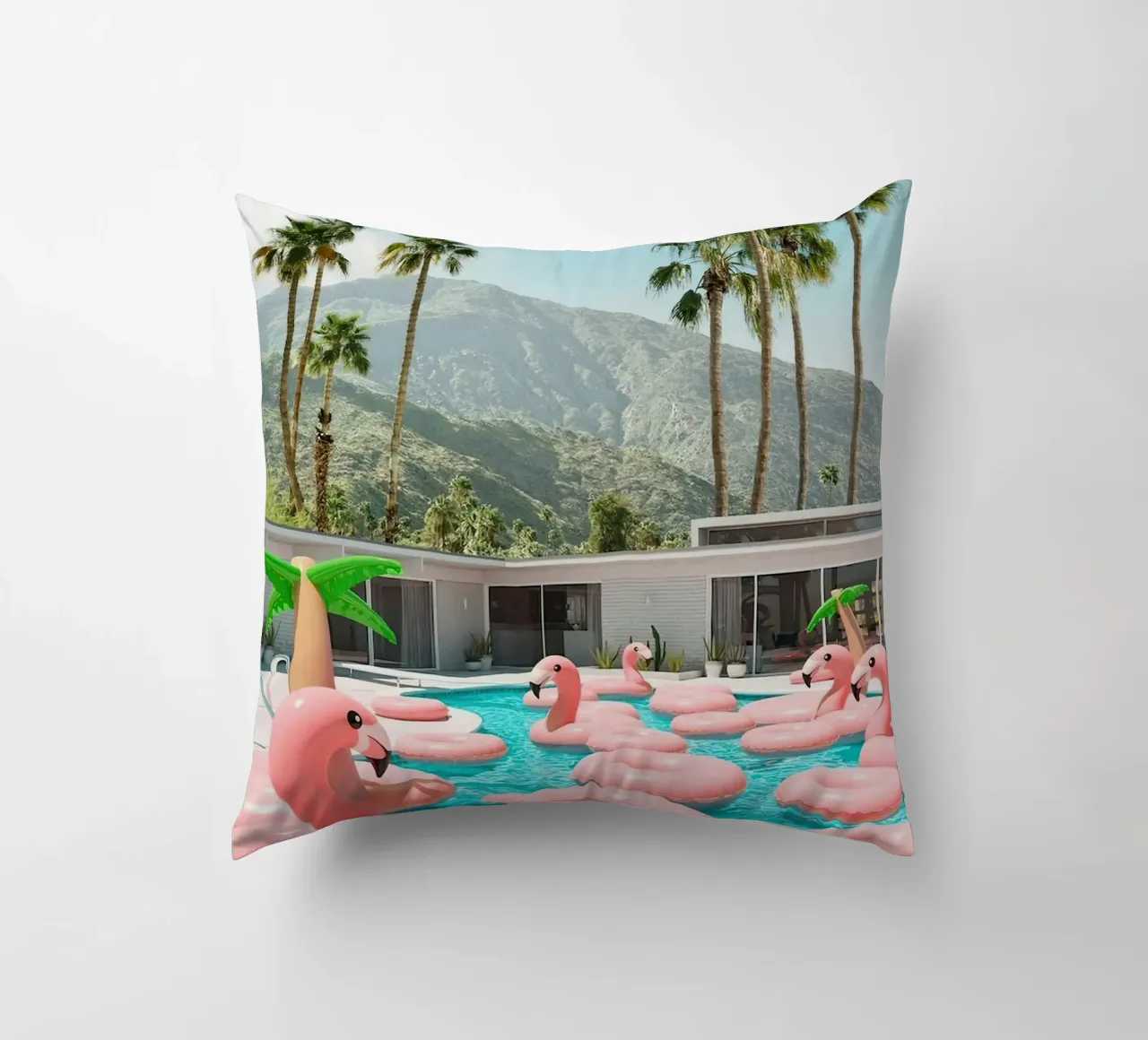 Flamingo Pool Party cuscino da robertmotoiart
