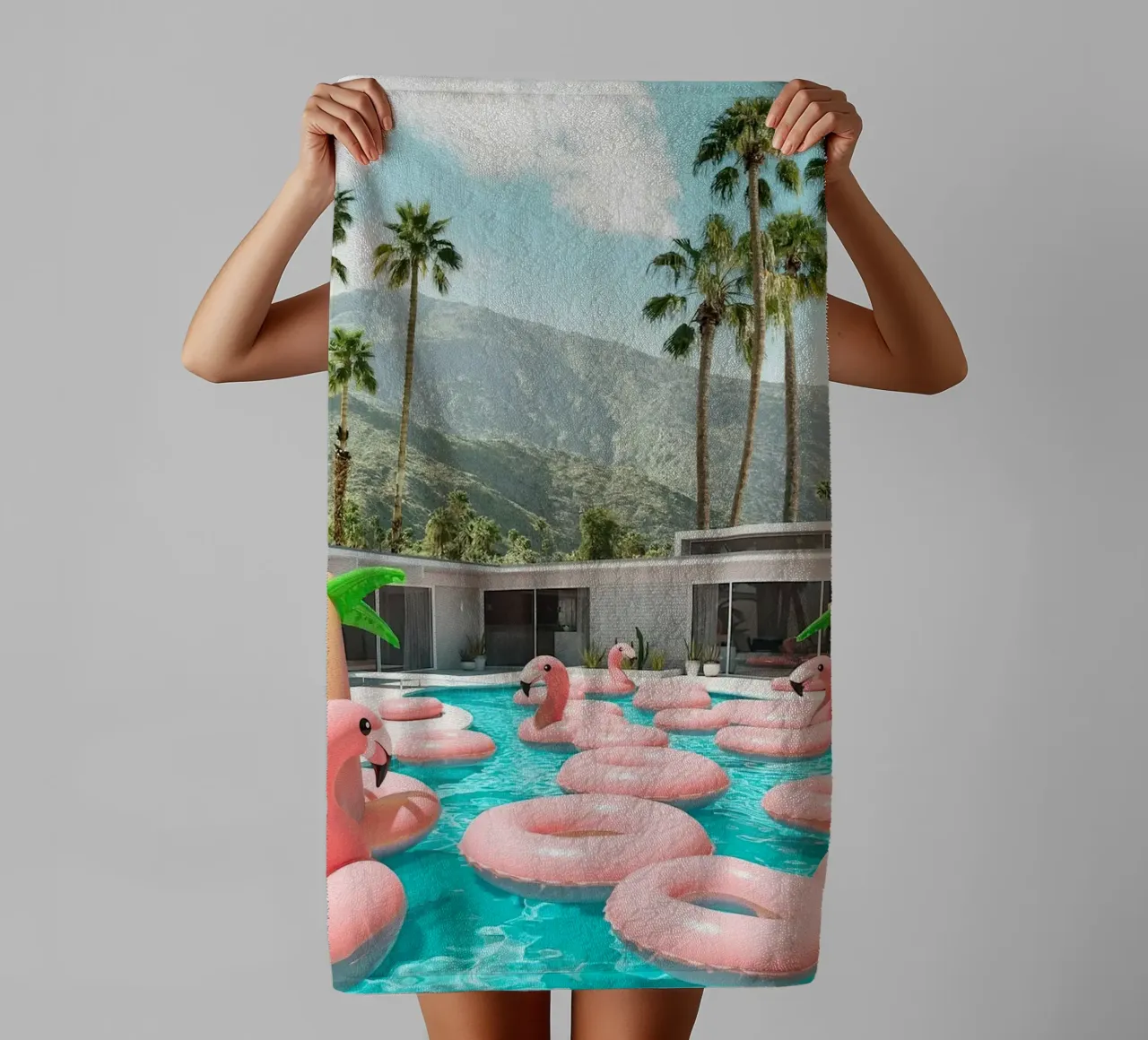 Flamingo Pool Party asciugamano da bagno da robertmotoiart