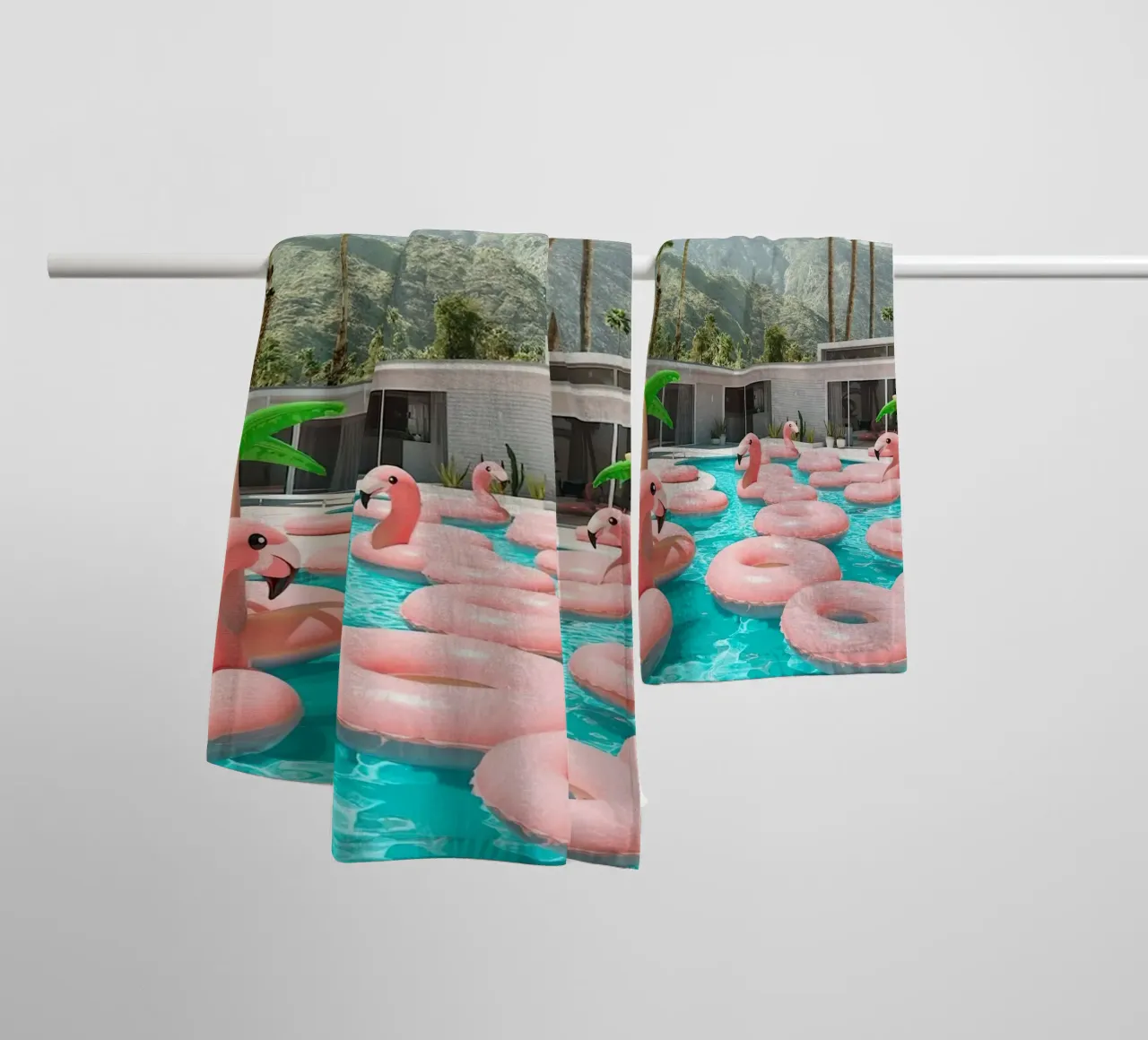 Flamingo Pool Party asciugamano da bagno da robertmotoiart