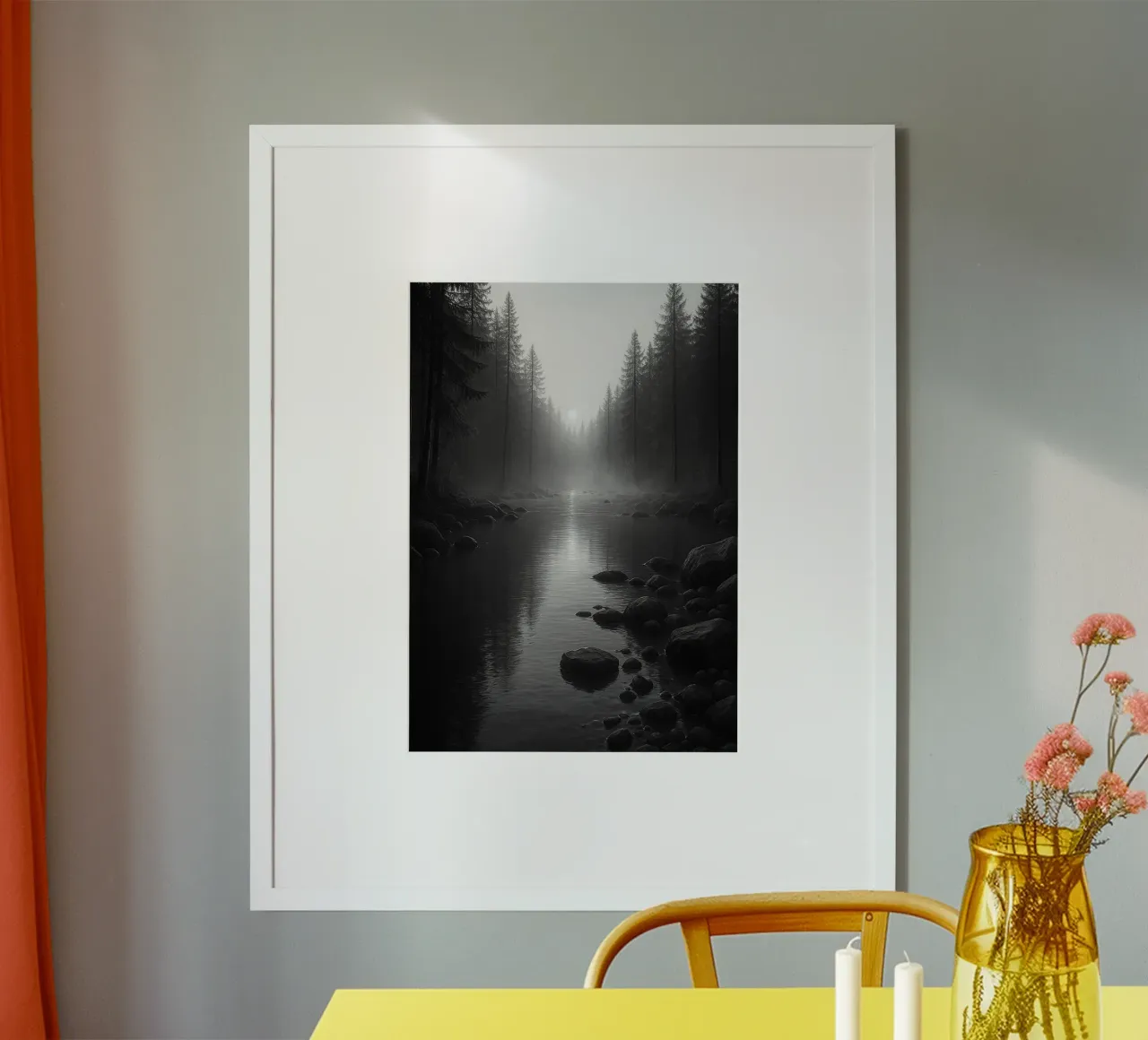 fotografia fluviale in bianco e nero poster con telaio in plastica da roosses