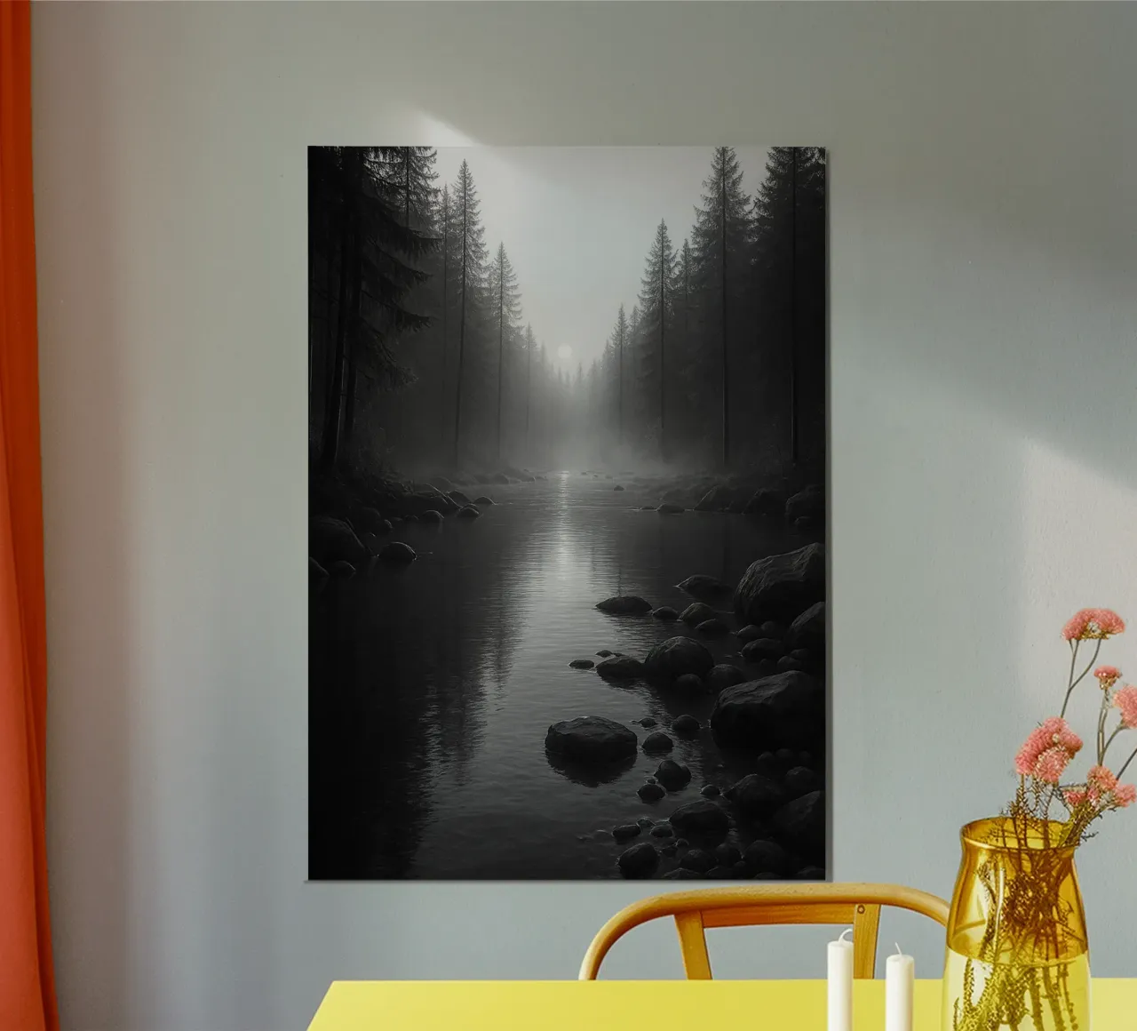 fotografia fluviale in bianco e nero poster con telaio in plastica da roosses