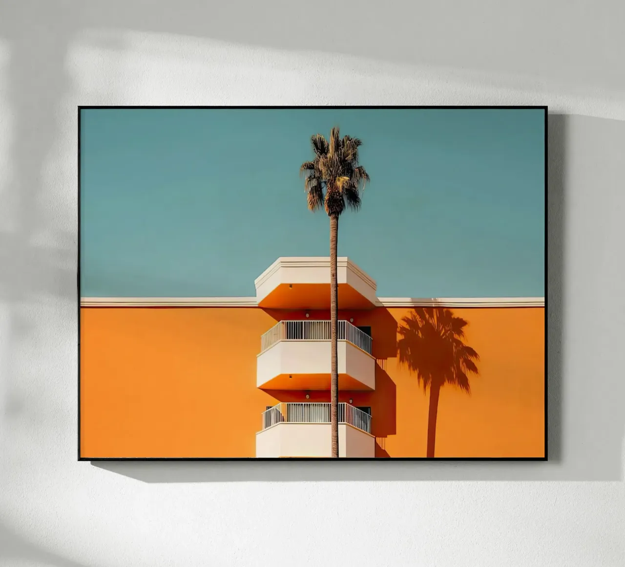 Hotel California Style Building With A Palm Summer metacrilato de robertmotoiart