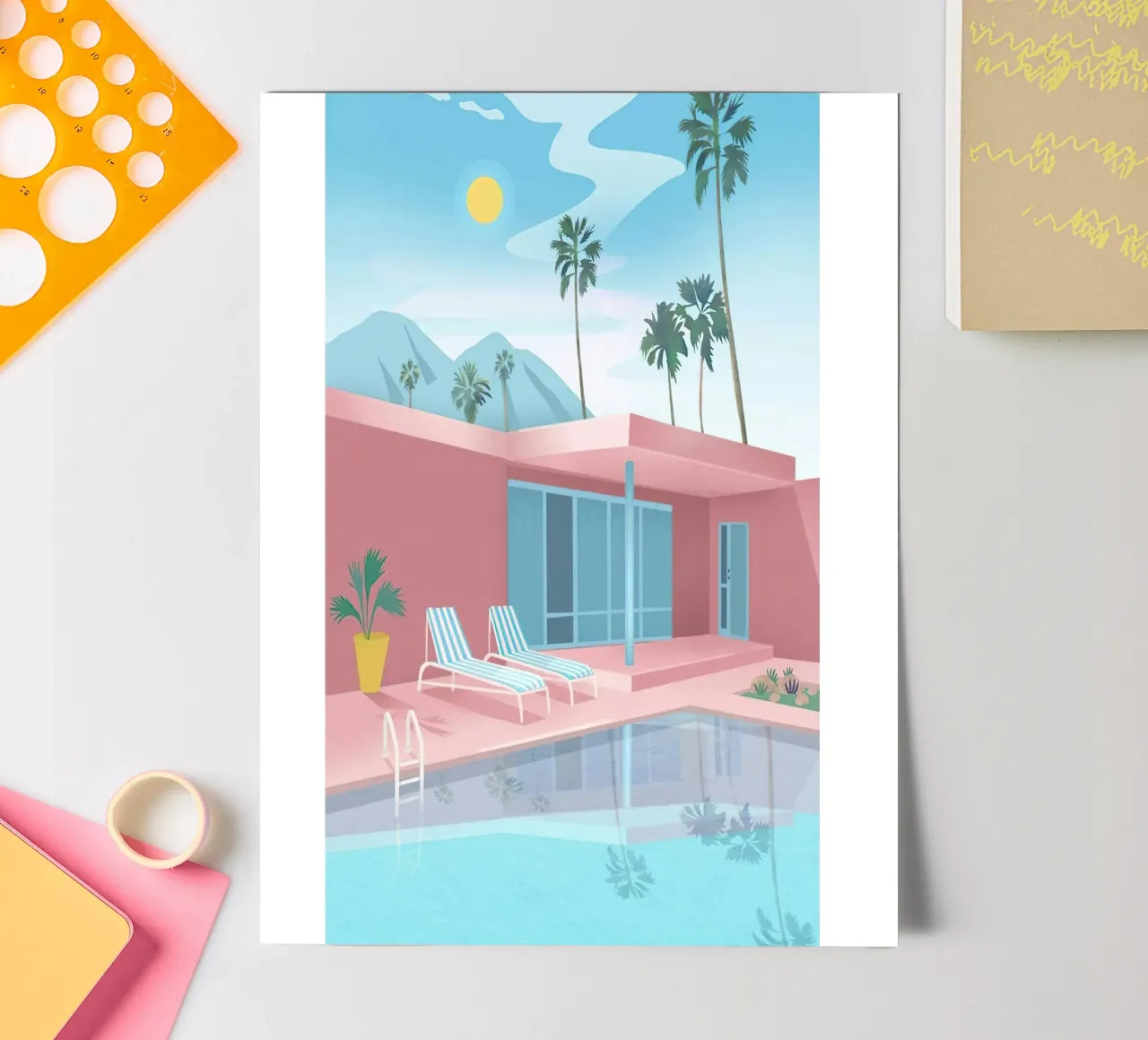 Swimming Pool With Mountain View Stickerbogen von lennytravers