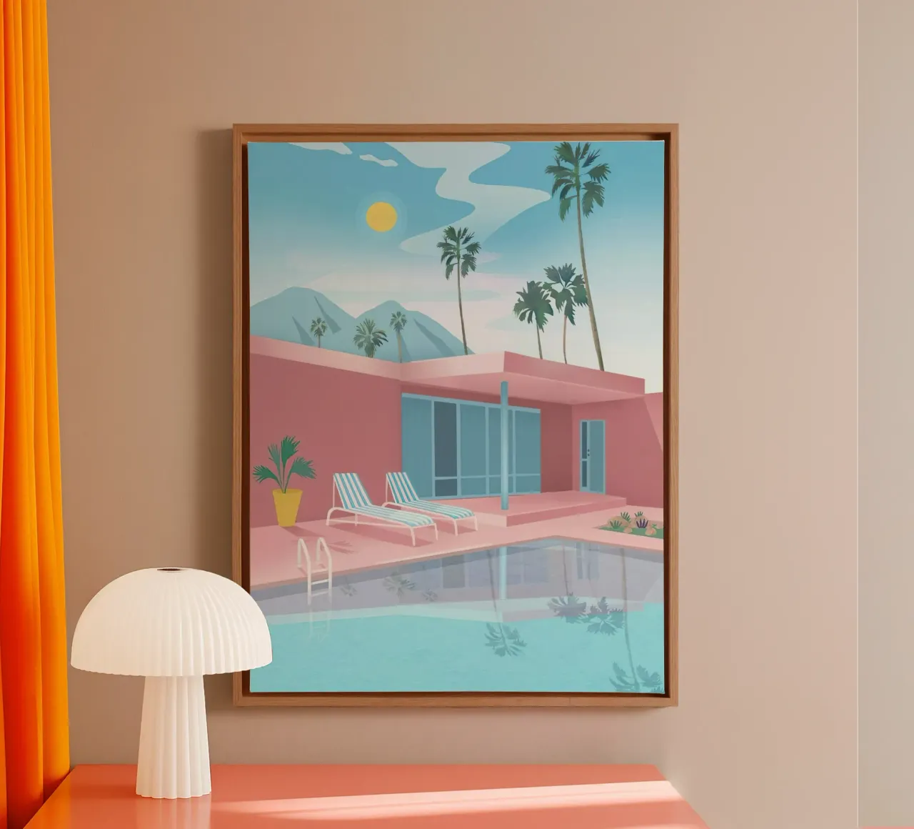 Swimming Pool With Mountain View canvas met Baklijst van lennytravers