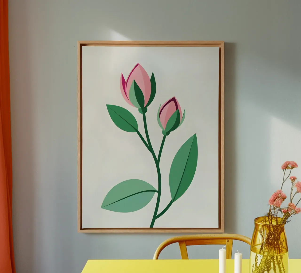 Lenteknop canvas met Baklijst van botanical