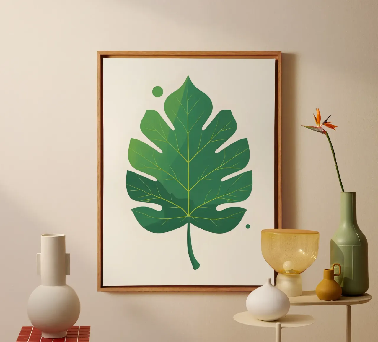 Summer Leaf canvas with Floater frame by The Green Room