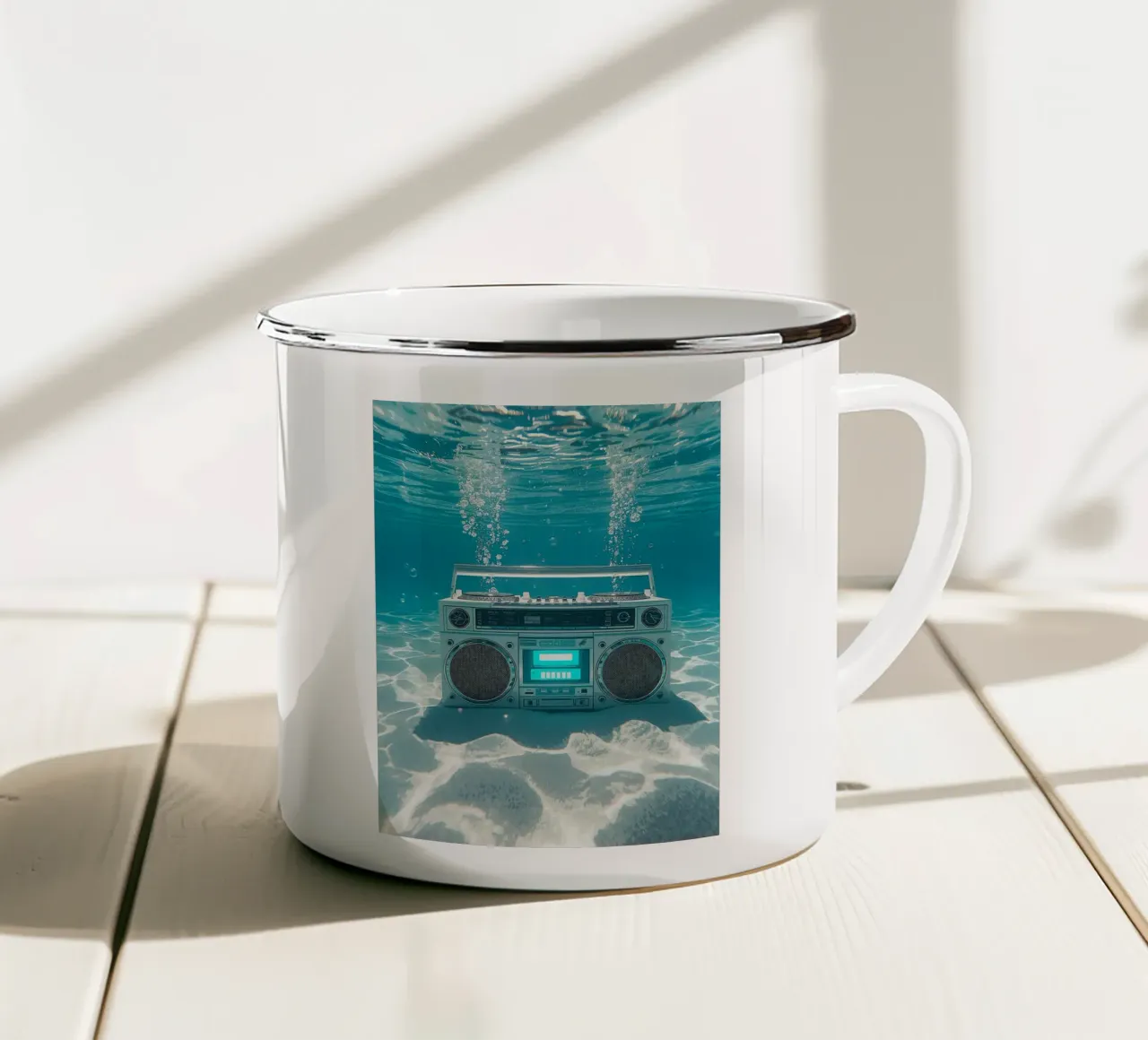 radio nel mare tazza in smalto da van hellen