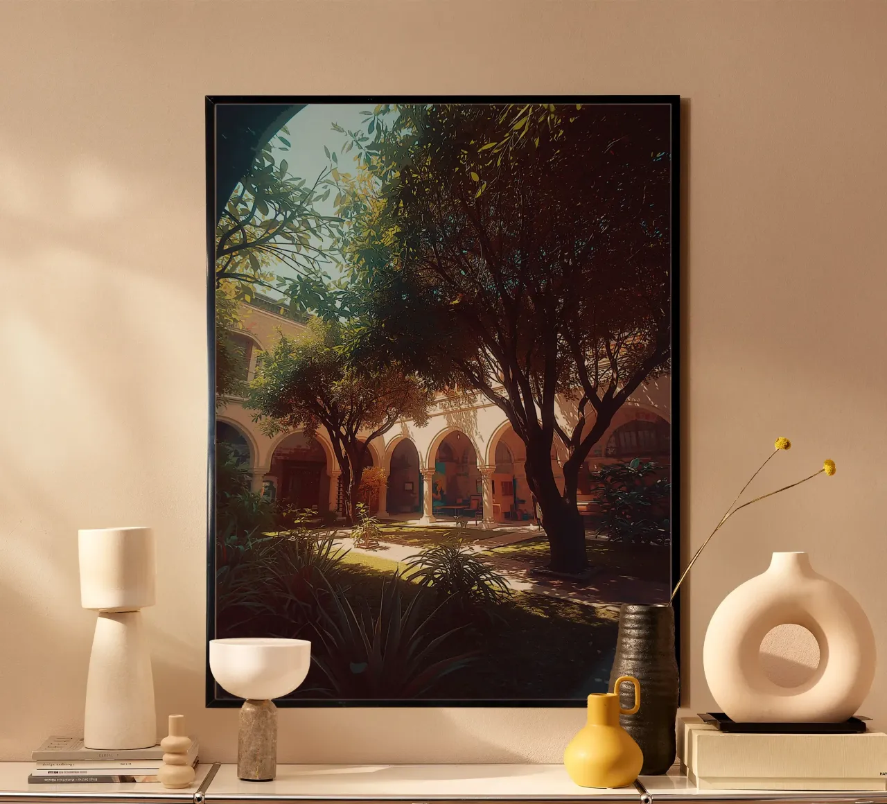 la bellezza del giardino con un'impronta architettonica classica poster da van hellen