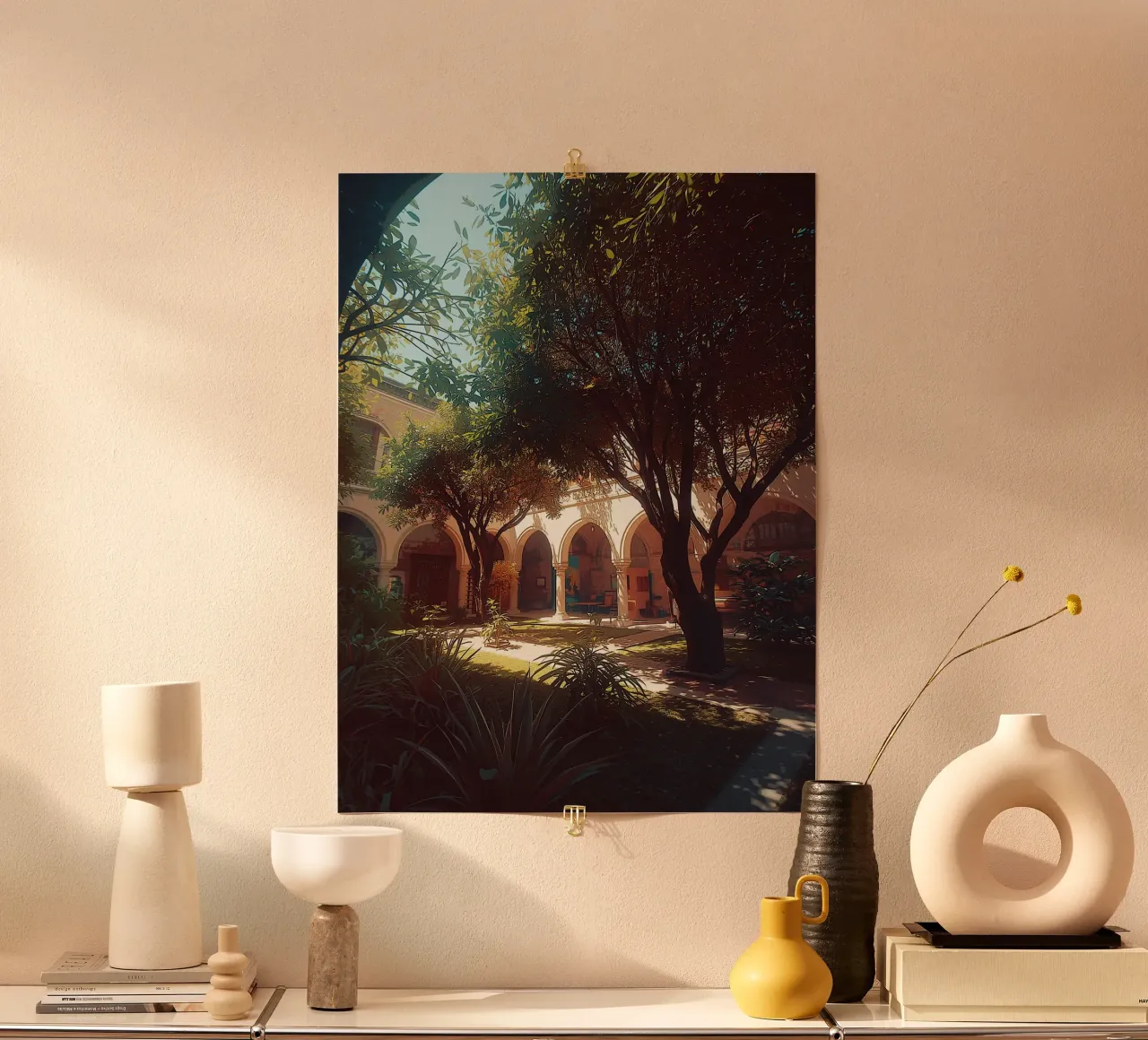 la bellezza del giardino con un'impronta architettonica classica poster da van hellen