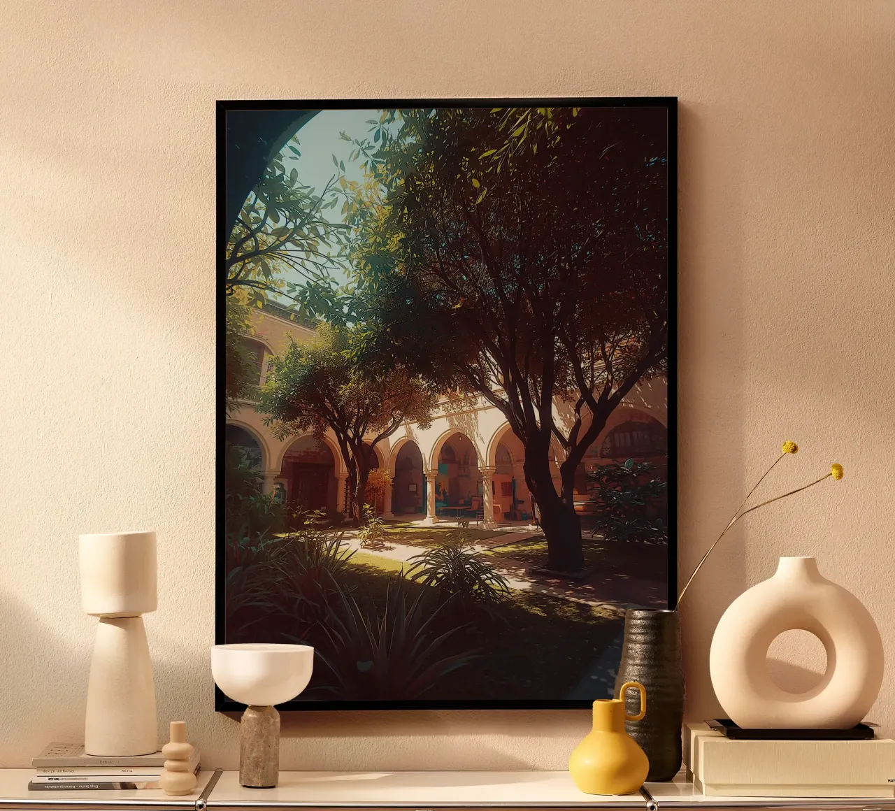 la bellezza del giardino con un'impronta architettonica classica poster da van hellen