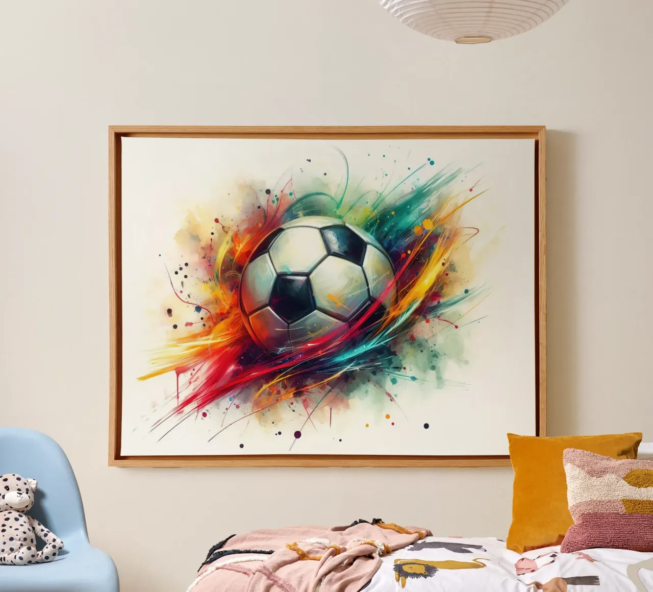 Pallone da calcio acquerellato tela con Cornice a cassetta da 🥝 KIWI STORE