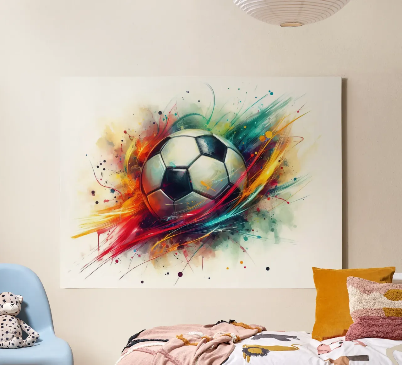 Pallone da calcio acquerellato tela con Cornice a cassetta da 🥝 KIWI STORE