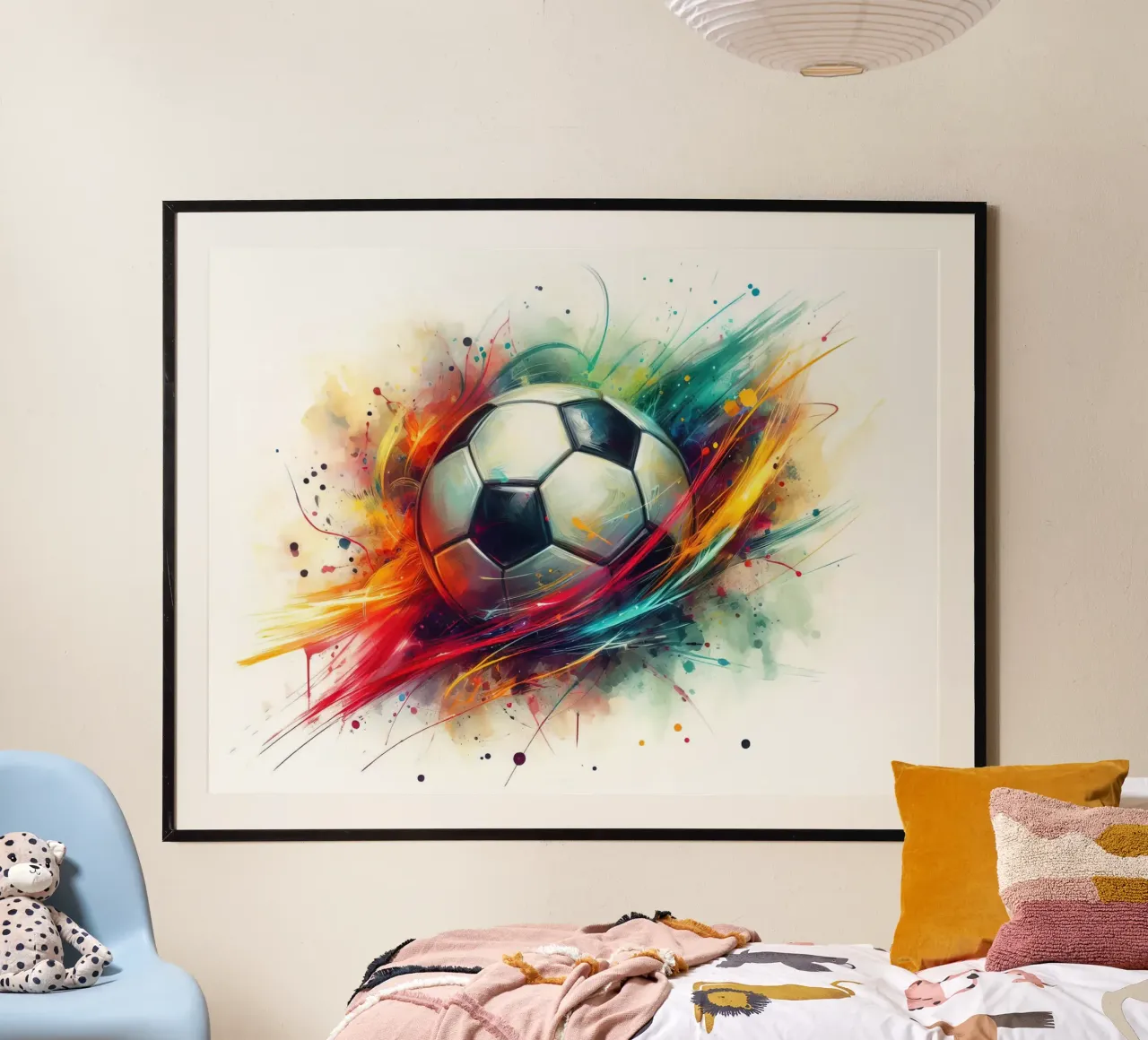 Pallone da calcio acquerellato poster da 🥝 KIWI STORE