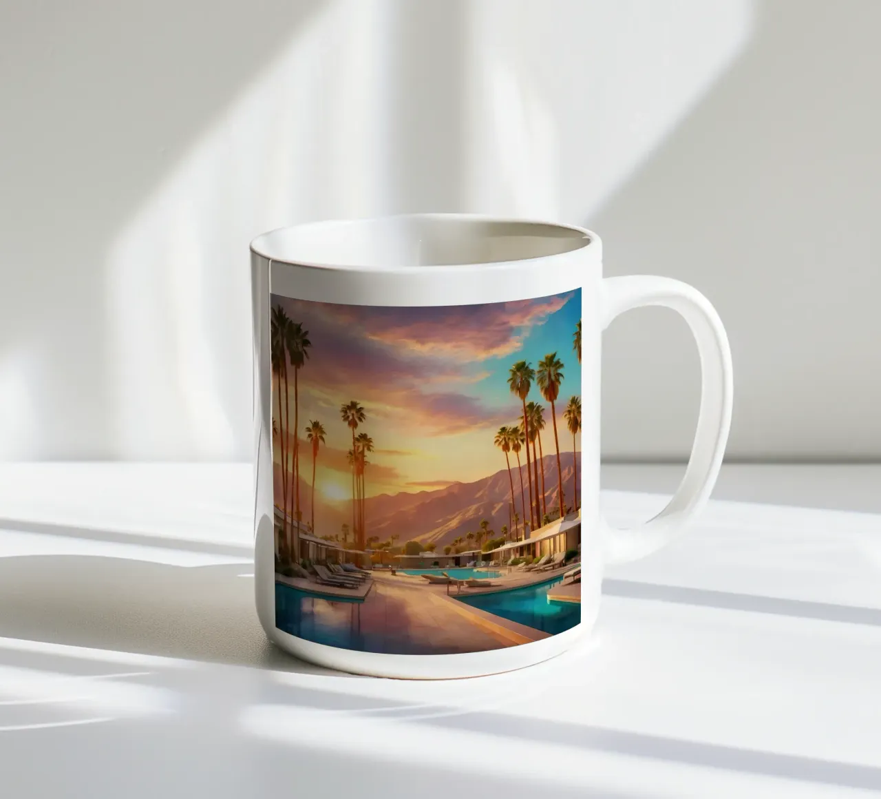 Palm Springs Resort At Sunset tazza in ceramica da Leonard Barreiro