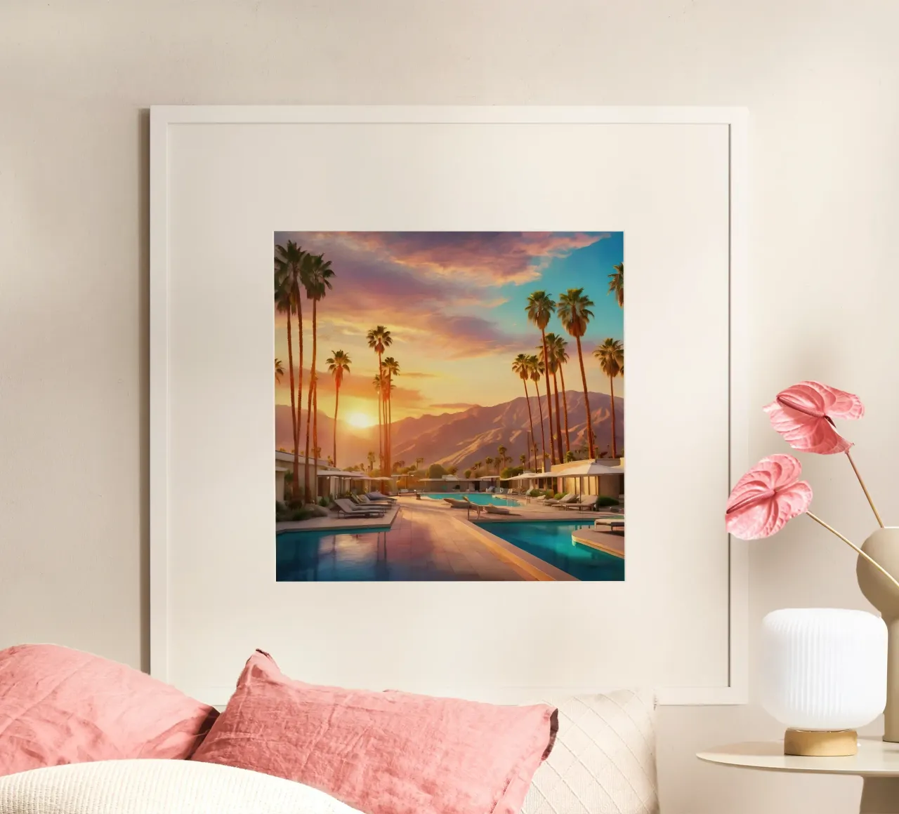 Palm Springs Resort At Sunset poster da Leonard Barreiro