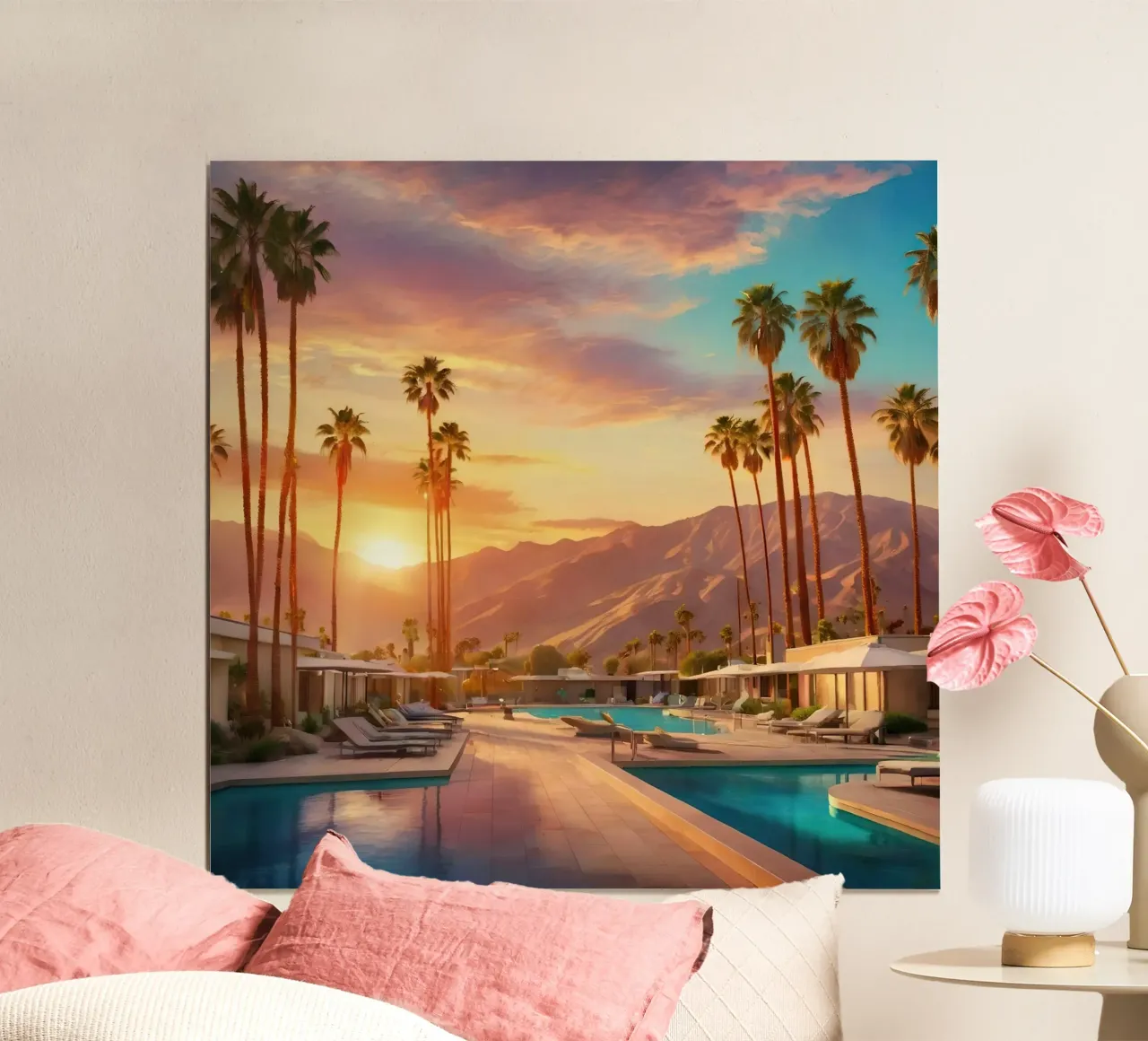 Palm Springs Resort At Sunset poster da Leonard Barreiro