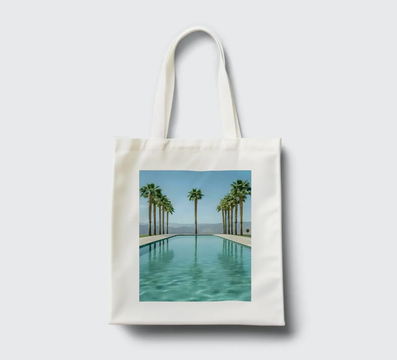 Palm Trees In The Pool borsa in juta da Leonard Barreiro