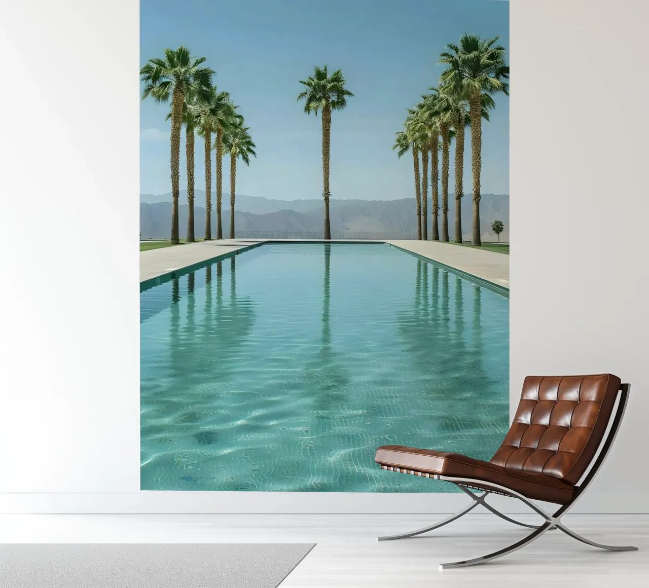 Palm Trees In The Pool fotobehang van Leonard Barreiro