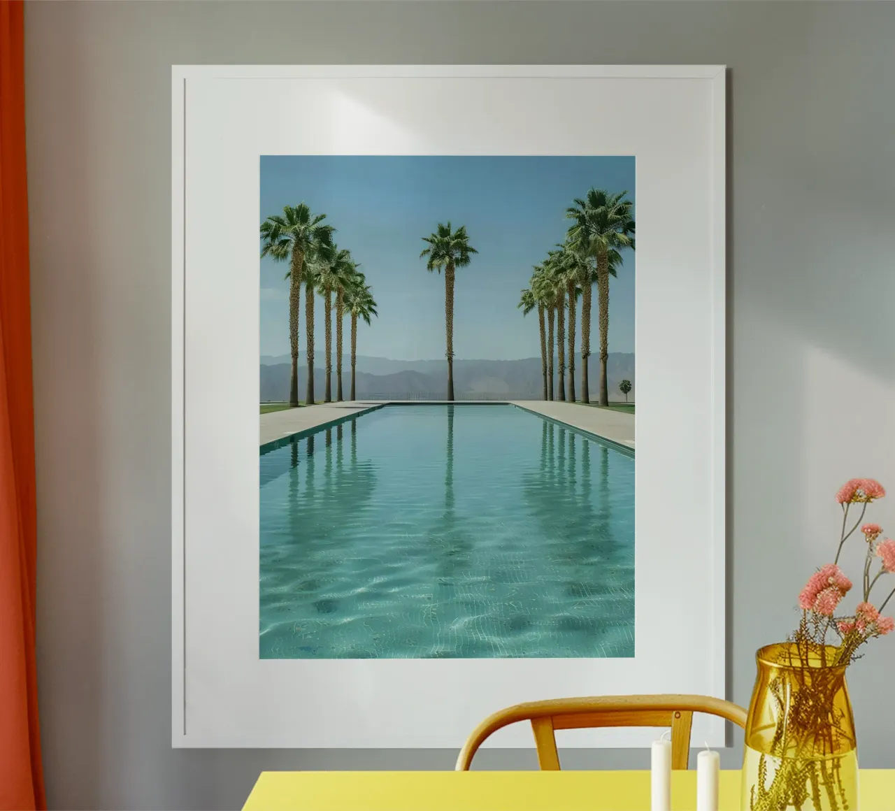 Palm Trees In The Pool poster van Leonard Barreiro