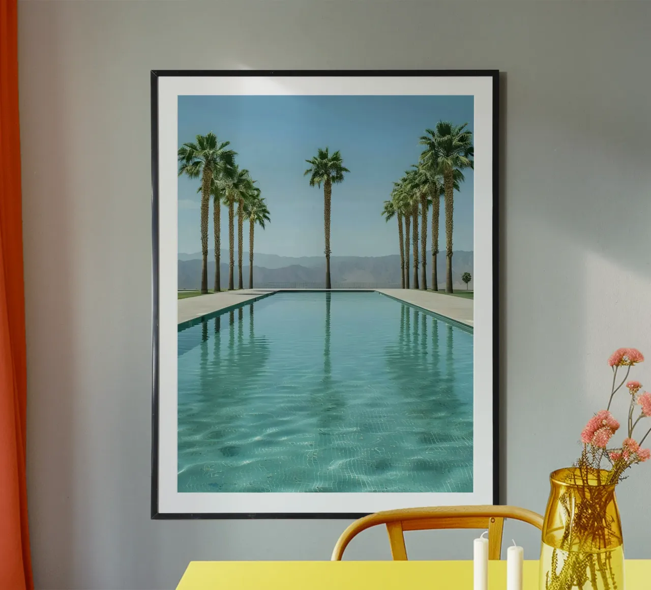Palm Trees In The Pool poster van Leonard Barreiro