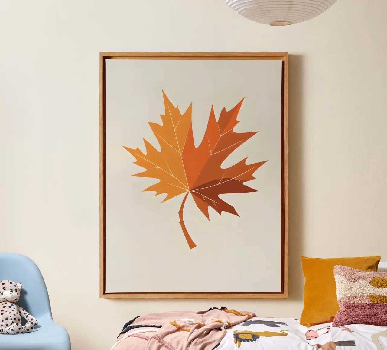 Autumn Maple Leaf canvas with Floater frame by The Green Room