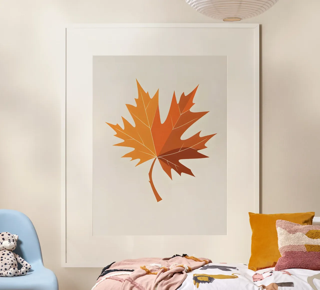 Foglia d'acero autunnale poster con telaio in plastica da botanical