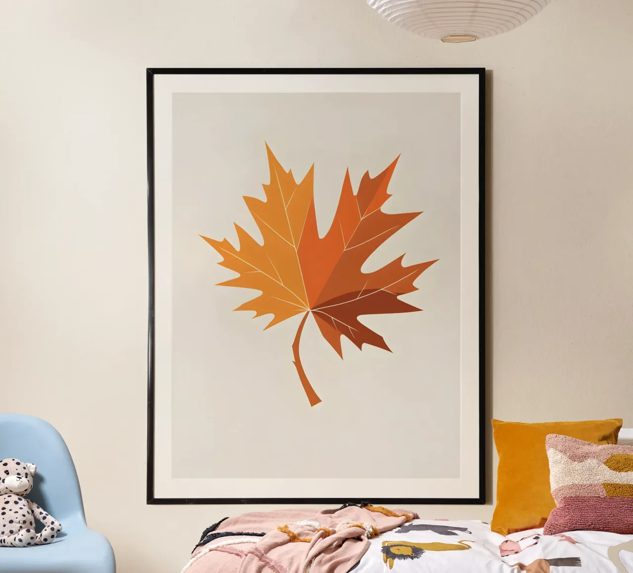 Foglia d'acero autunnale poster con telaio in plastica da botanical
