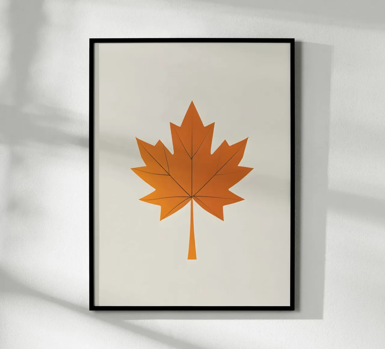 Foglia d'acero d'autunno poster con telaio in alluminio da Botanical Gallery