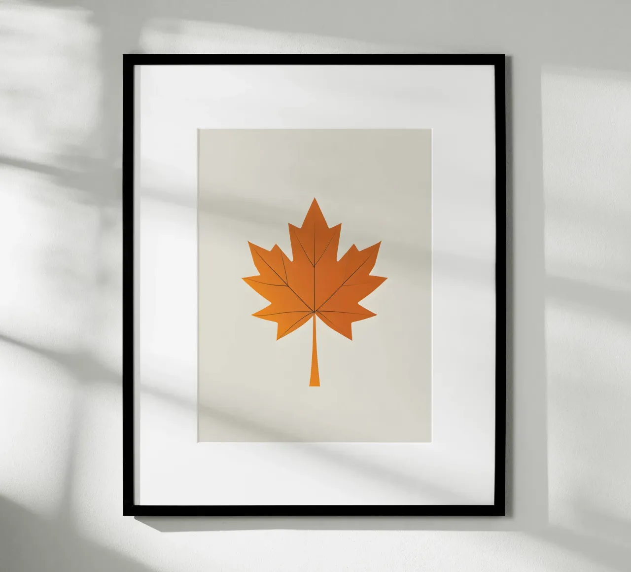 Foglia d'acero d'autunno poster con telaio in alluminio da Botanical Gallery