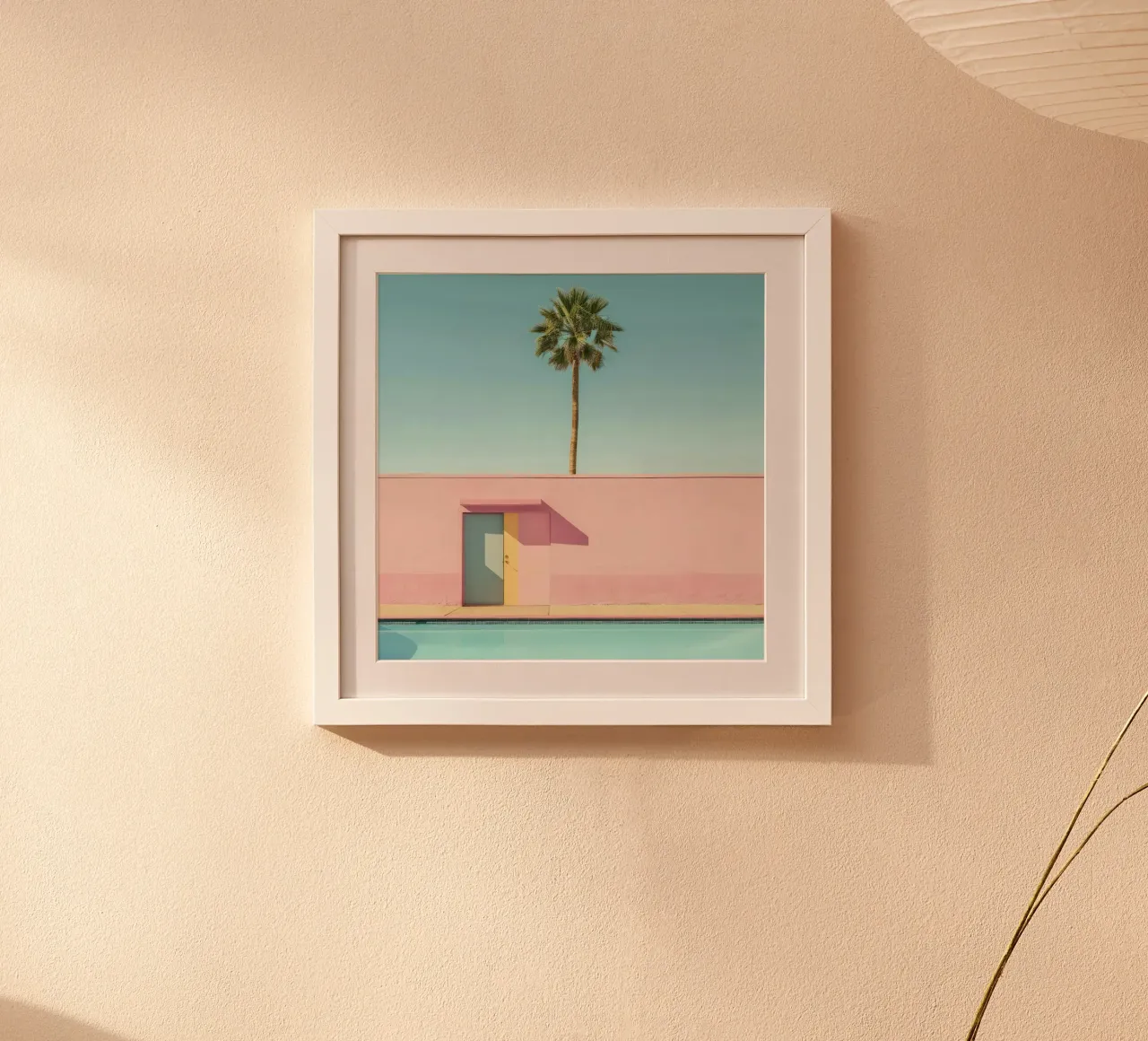 Pink House In Palm Springs poster con telaio in plastica da Leonard Barreiro