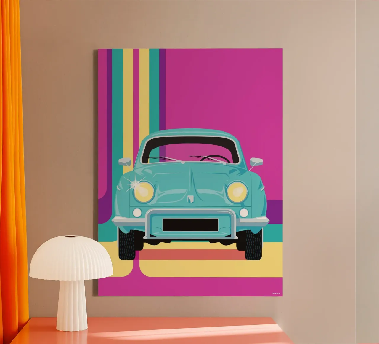 Renault Dauphine tela con Cornice a cassetta da Raphaël Delerue