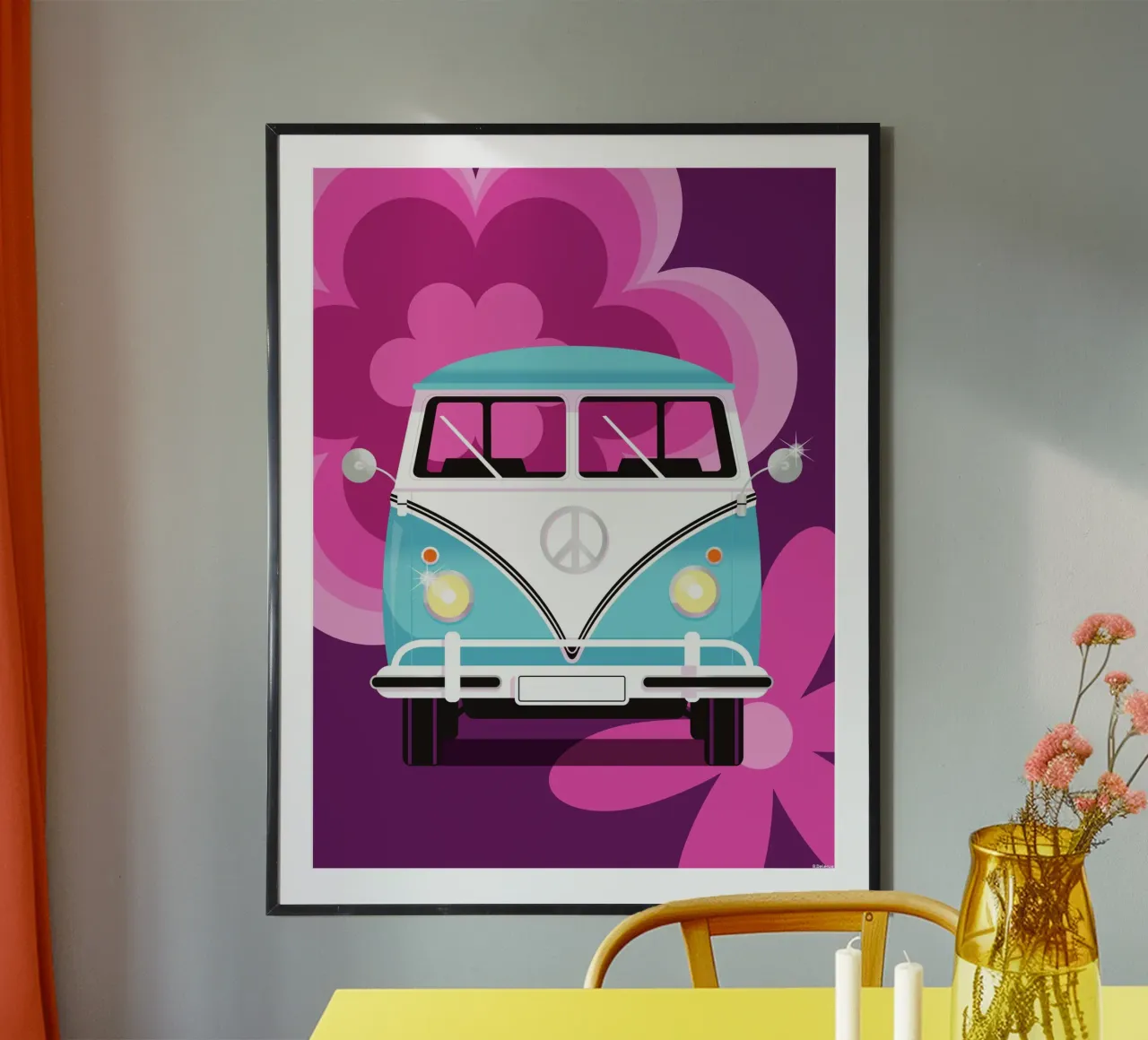 VW Combi T1 poster con telaio in alluminio da Raphaël Delerue