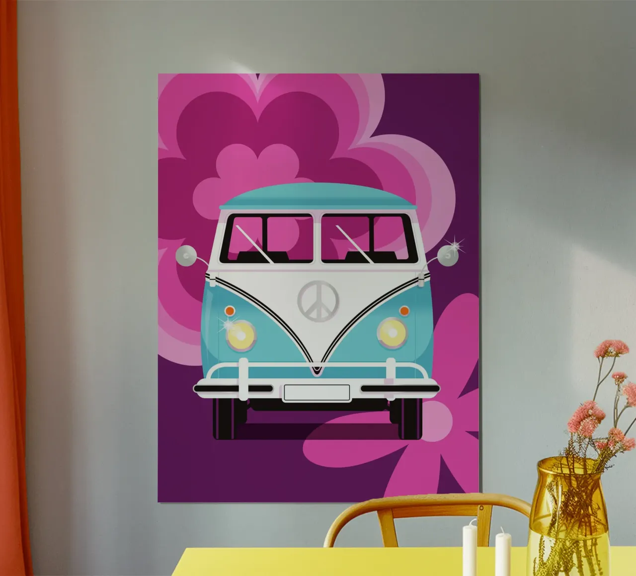 VW Combi T1 poster con telaio in alluminio da Raphaël Delerue